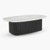 IFIPF-1004 Oval Coffee Table with Travertine Marble, Fluted Base