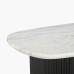 IFIPF-1004 Oval Coffee Table with Travertine Marble, Fluted Base