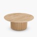 IFIPF-1007 Round Coffee Table with Travertine Marble, Fluted Base