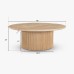 IFIPF-1007 Round Coffee Table with Travertine Marble, Fluted Base