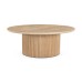 IFIPF-1007 Round Coffee Table with Travertine Marble, Fluted Base