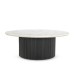 IFIPF-1008 Round Coffee Table with White Marble, Fluted Base