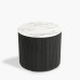 IFIPF-1010 Round End Table with White Marble, Fluted Base