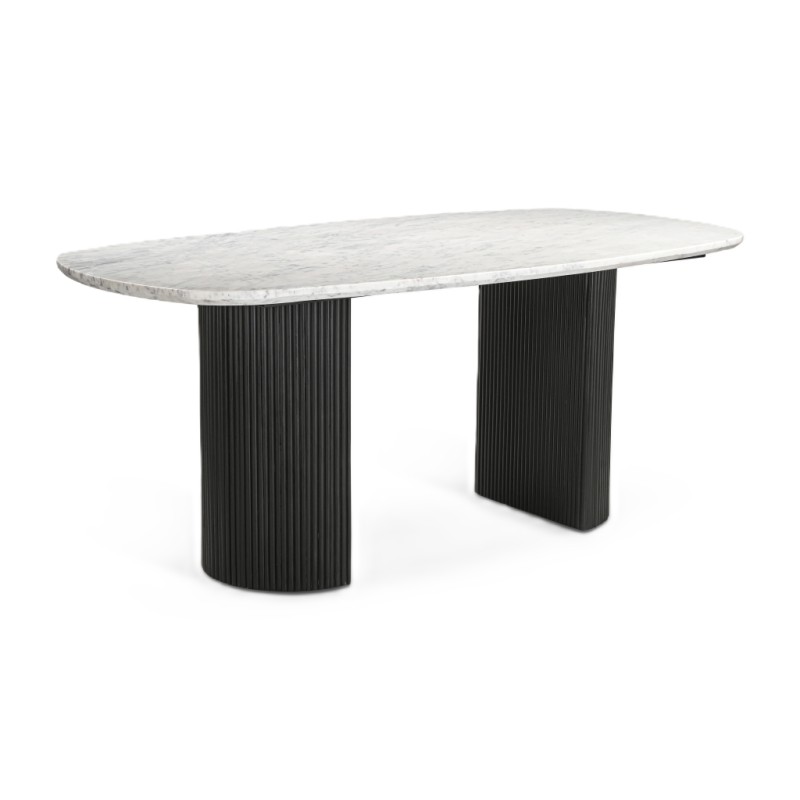 IFIPF-1012 Dining Table with White Marble, Fluted Base