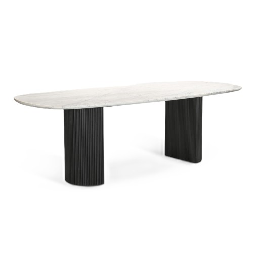 IFIPF-1014 Dining Table with White Marble. Fluted Base