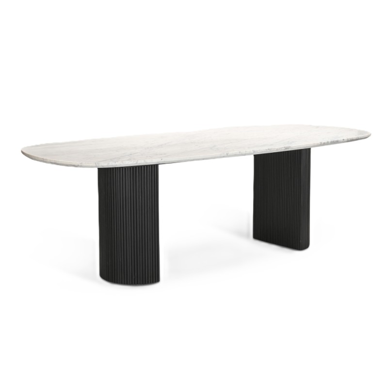 IFIPF-1014 Dining Table with White Marble. Fluted Base