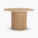 IFIPF-1015 Round Dining Table with Travertine Marble, Fluted Base