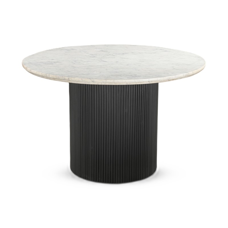IFIPF-1016 Round Dining Table with White Marble, Fluted Base