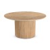 IFIPF-1017 Round Dining Table with Travertine Marble, Fluted Base