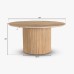 IFIPF-1017 Round Dining Table with Travertine Marble, Fluted Base