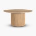 IFIPF-1017 Round Dining Table with Travertine Marble, Fluted Base