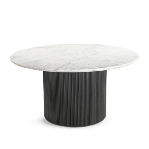 IFIPF-1018 Round Dining Table with White Marble, Fluted Base