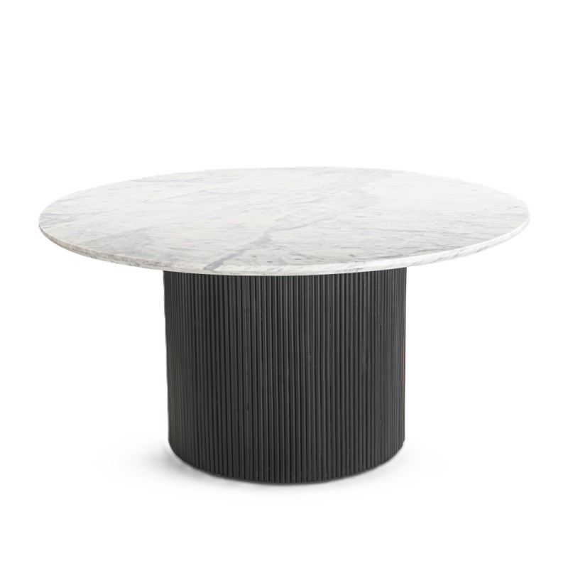 IFIPF-1018 Round Dining Table with White Marble, Fluted Base