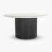 IFIPF-1018 Round Dining Table with White Marble, Fluted Base