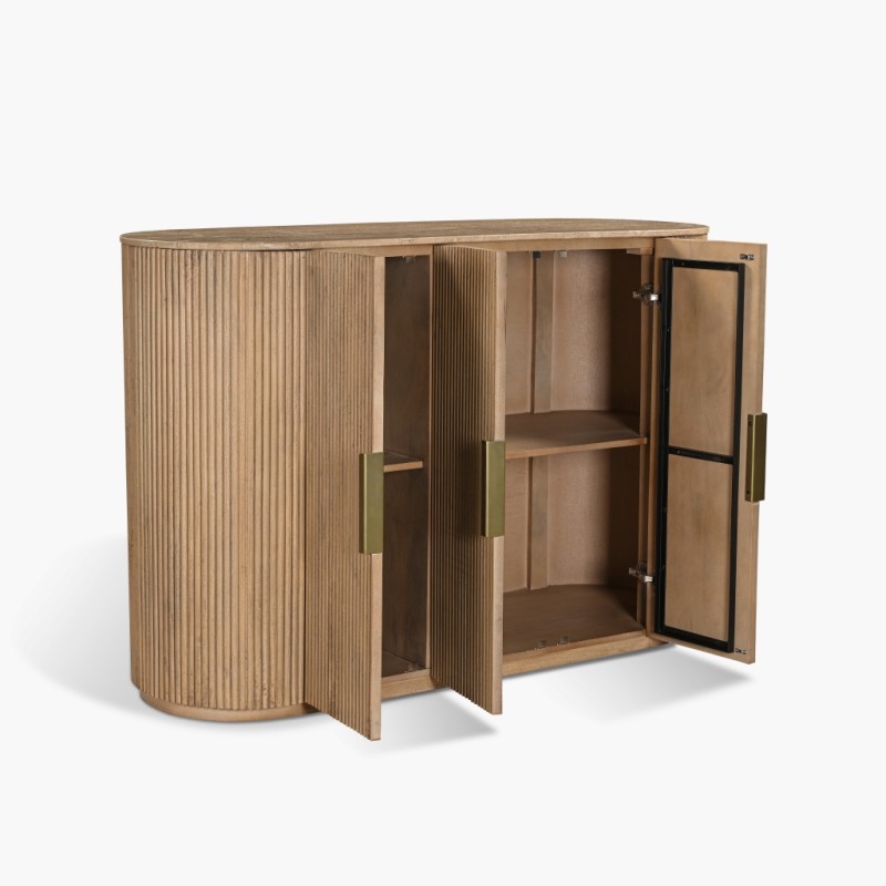 IFIPF-1019 Buffet with Travertine Marble, Fluted Base