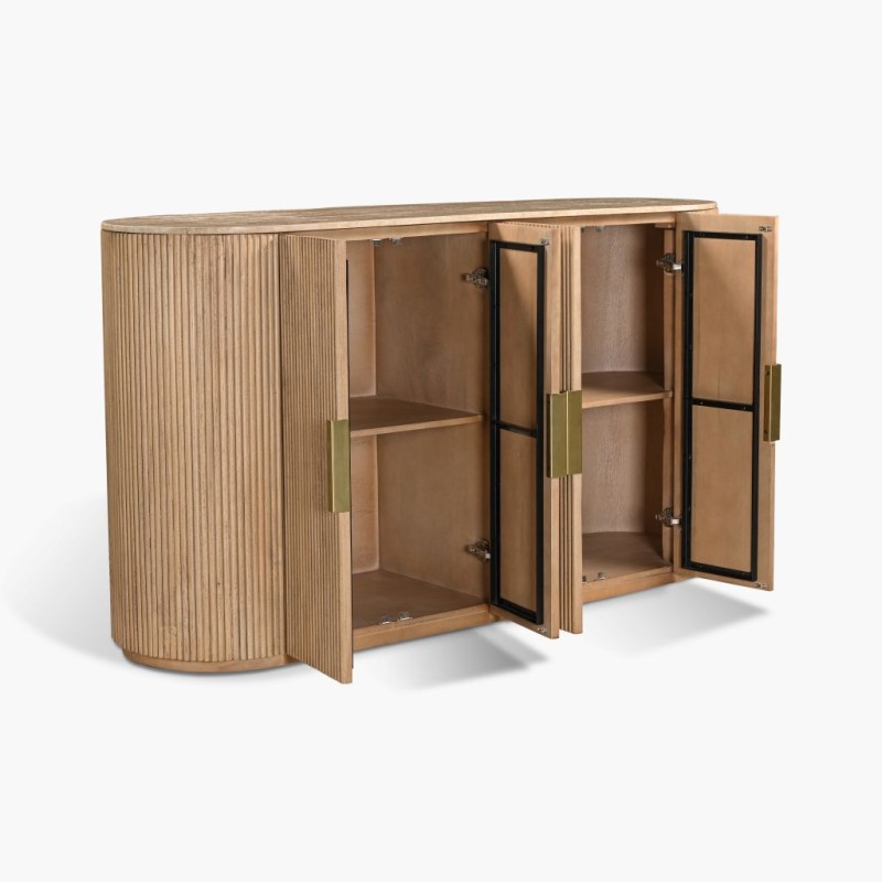 IFIPF-1021 Buffet with Travertine Marble, Fluted Base