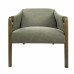 Delphine Club Chair in 013 Denim Fabric, 8010 Top Grain Leather Straps