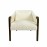Delphine Club Chair in Shearly Natural Fabric, 8088 Top Grain Leather Straps
