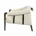 Delphine Club Chair in Shearly Natural Fabric, 8088 Top Grain Leather Straps