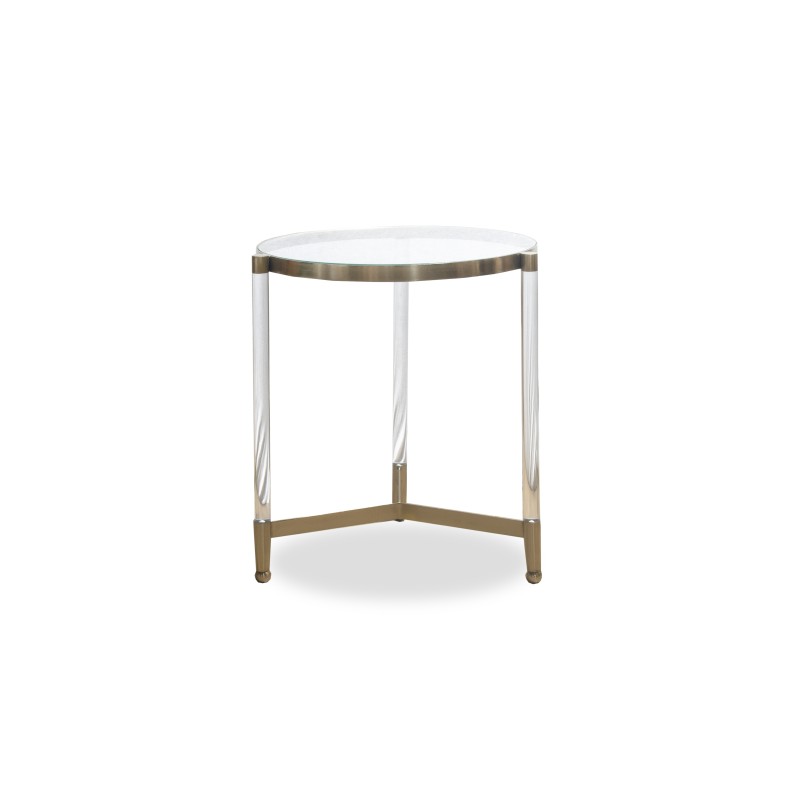 ENJ61037 Acrylic and Brass End Table - 18" Rd