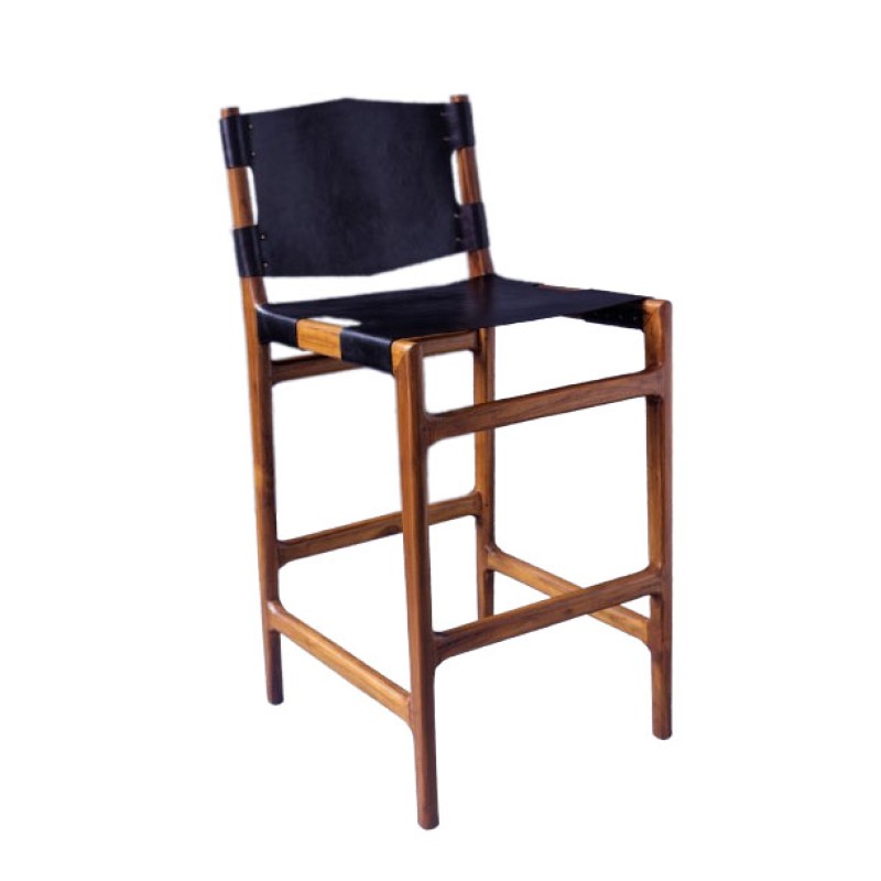 PS 501 Rio Counter Stool in Black Leather (Set of 2)