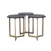 RK-36318G Hex End Table (set of 3) - Gold Finish / Black Marble