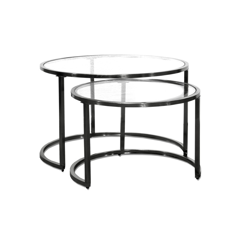 RK-36319B Round Coffee Table (set of 2) - Black Finish