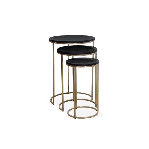 RK-36322G End Table (set of 3) - Black Finish / Black Marble