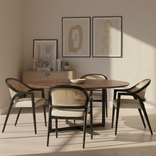 Thompson Dining Chair in Ashford Cream / Rattan